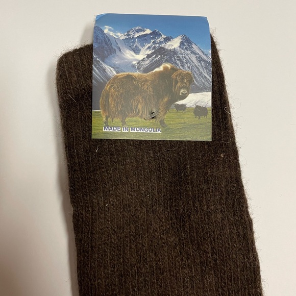 Yak wool blend thermal leg warmers over the knee dark brown - Picture 5 of 6